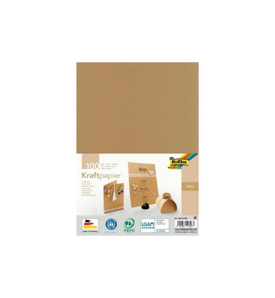 FOLIA - Kraftkarton Kraftpapier A4, 100 Blatt 120 g/m²