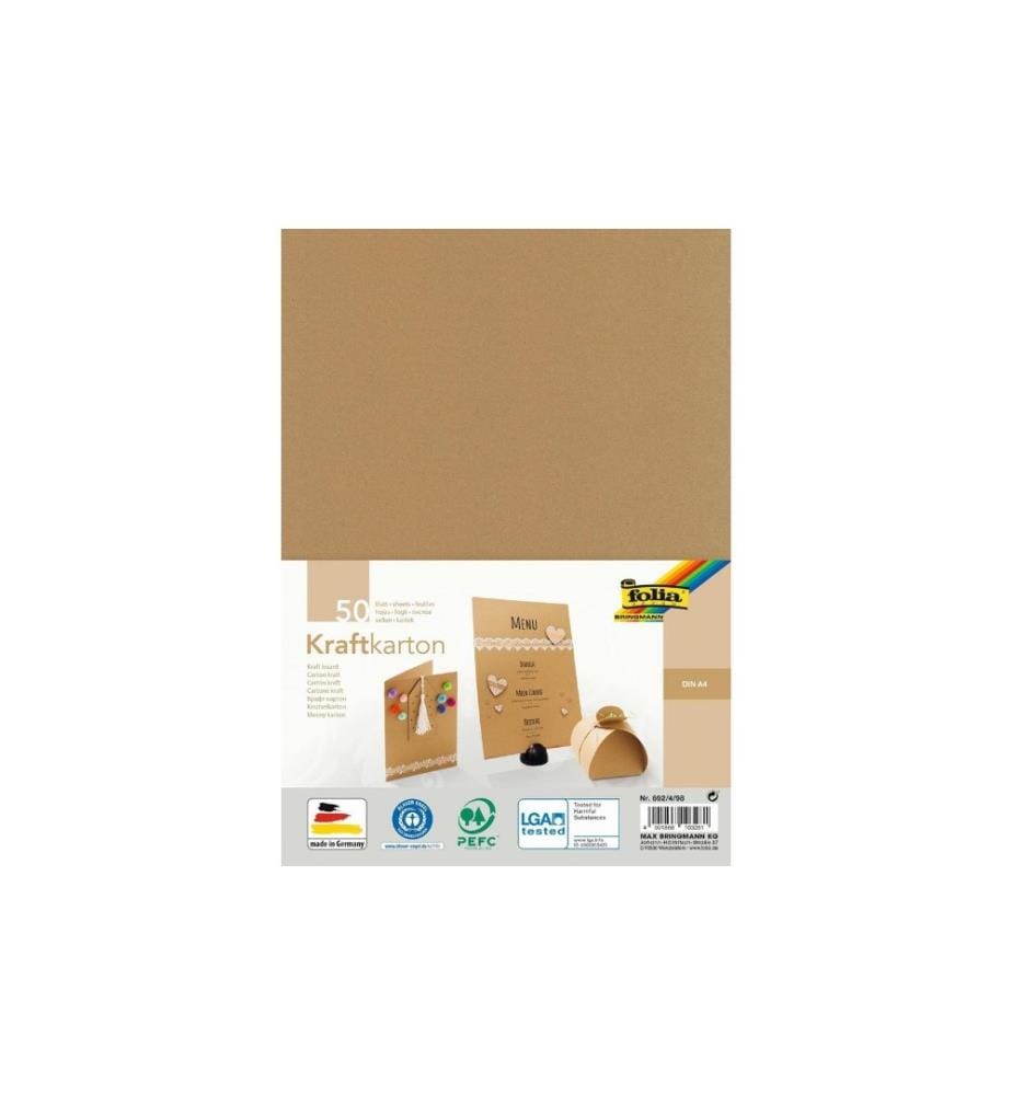 FOLIA - Kraftkarton Kraftpapier A4, 50 Blatt 230 g/m²