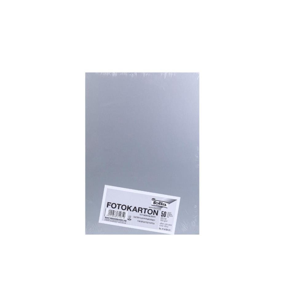 FOLIA - Fotokarton A4, 300 g/m², 50 Blatt, Silber glänzend