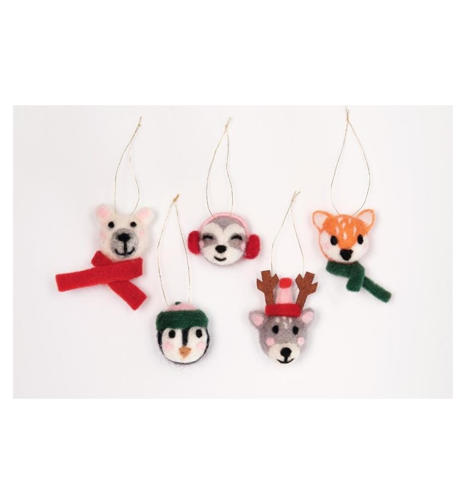 FOLIA - Weihnachtskugel Filz Wintertiere Mehrfarbig