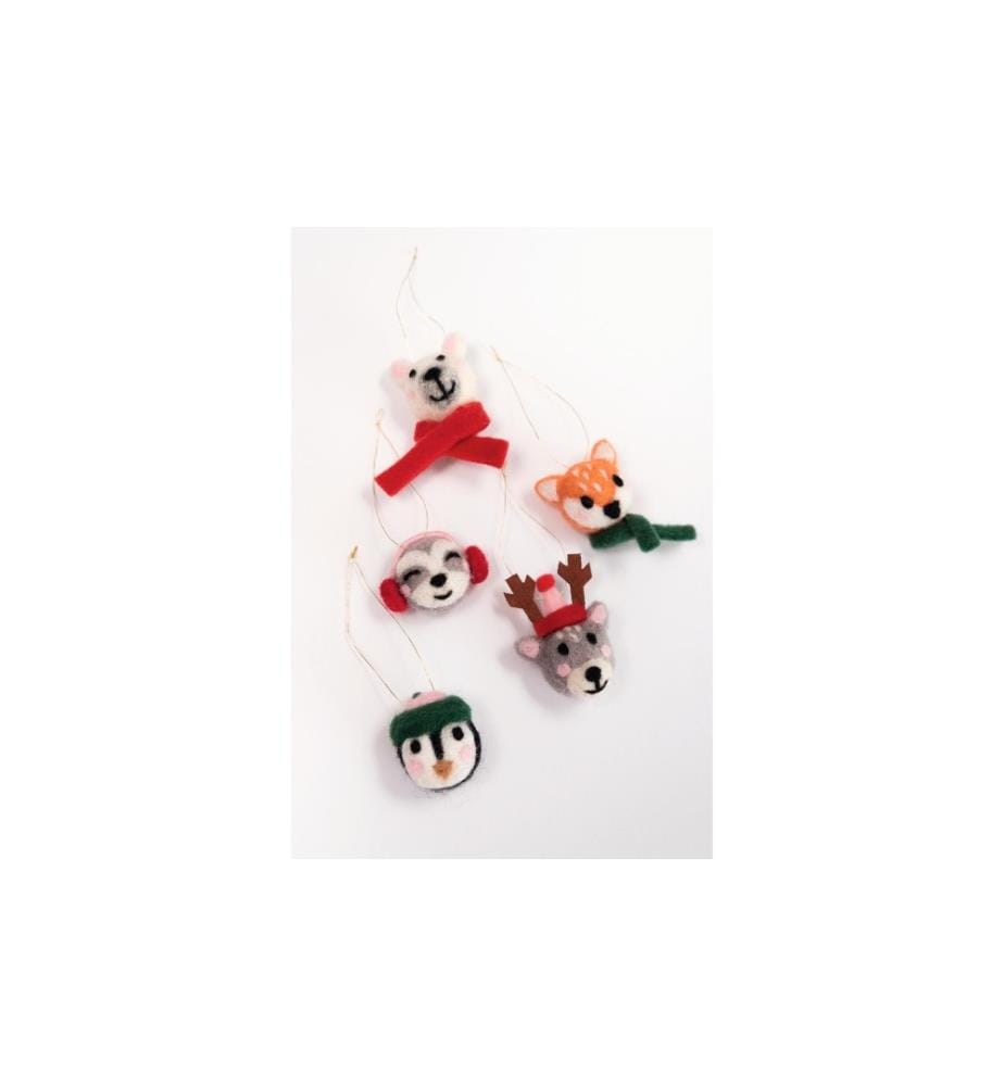 FOLIA - Weihnachtskugel Filz Wintertiere Mehrfarbig