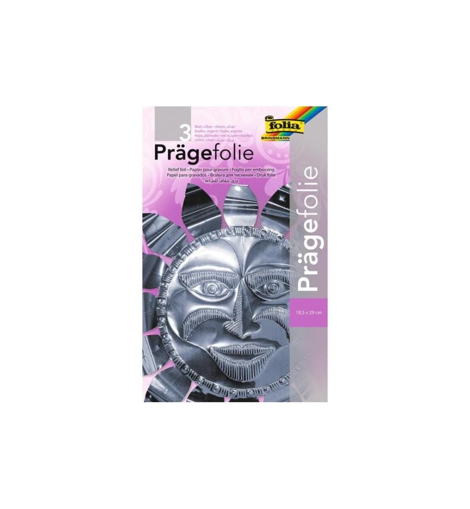 FOLIA - Prägefolie 18.5 x 29 cm, 3 Blatt, Silber