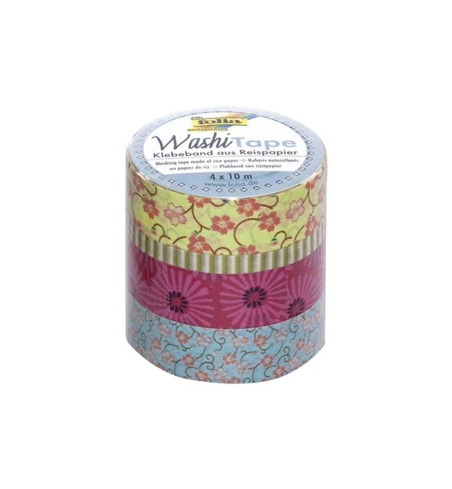FOLIA - Ruban Washi Ensemble de 4 fleurs rondes de danse