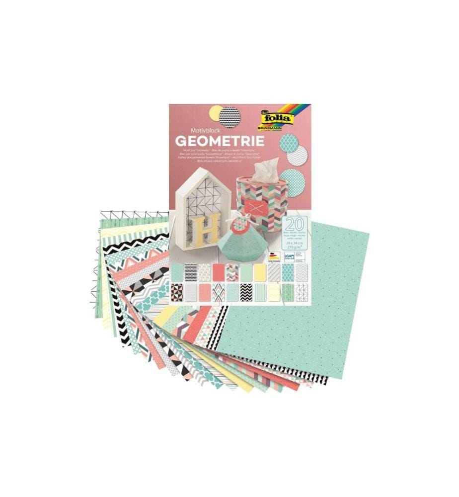 FOLIA - Bloc de papier à motif Géométrie Multicolore