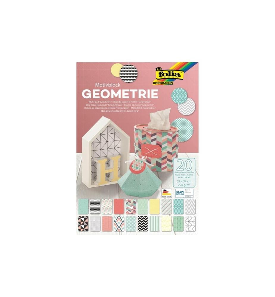 FOLIA - Bloc de papier à motif Géométrie Multicolore