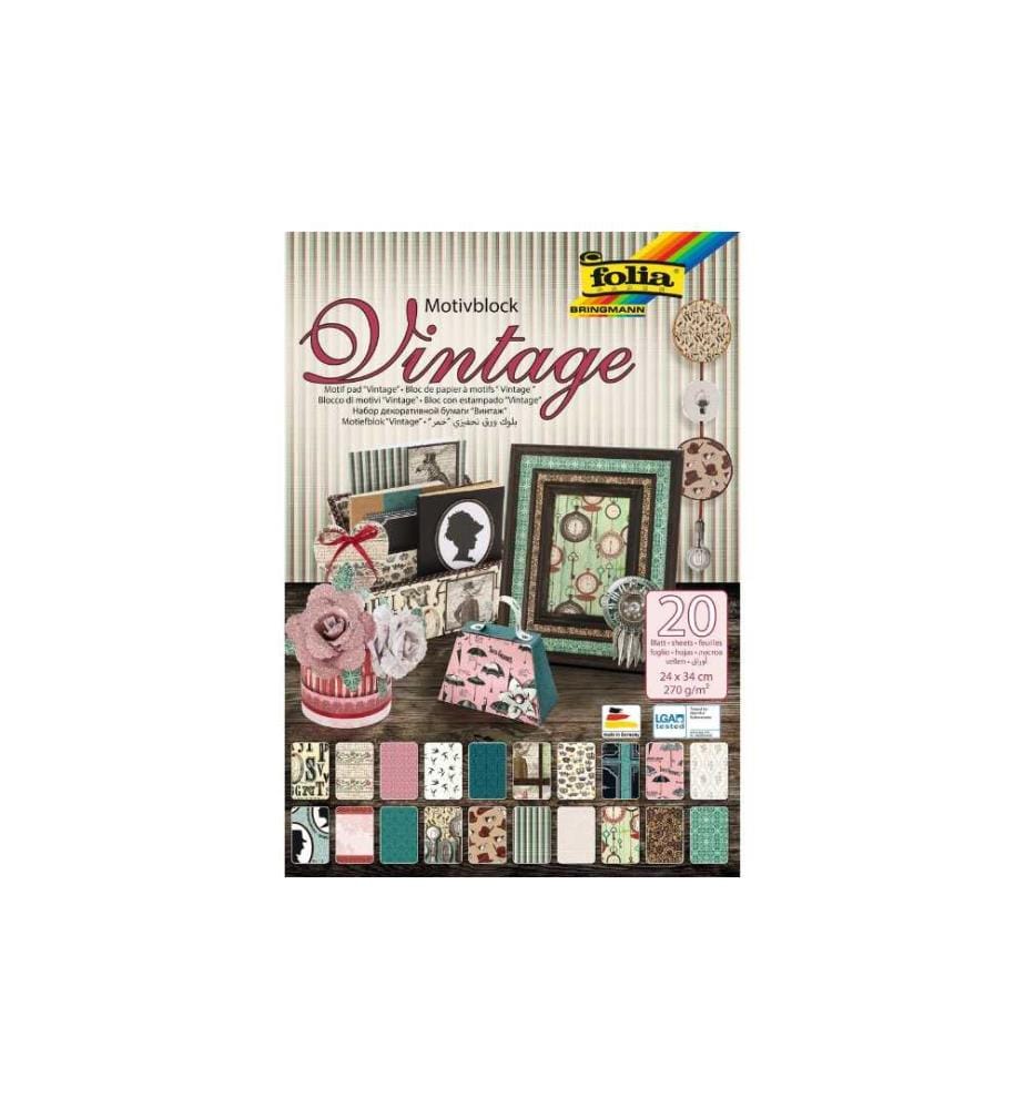 FOLIA - Motivblock Vintage II Mehrfarbig