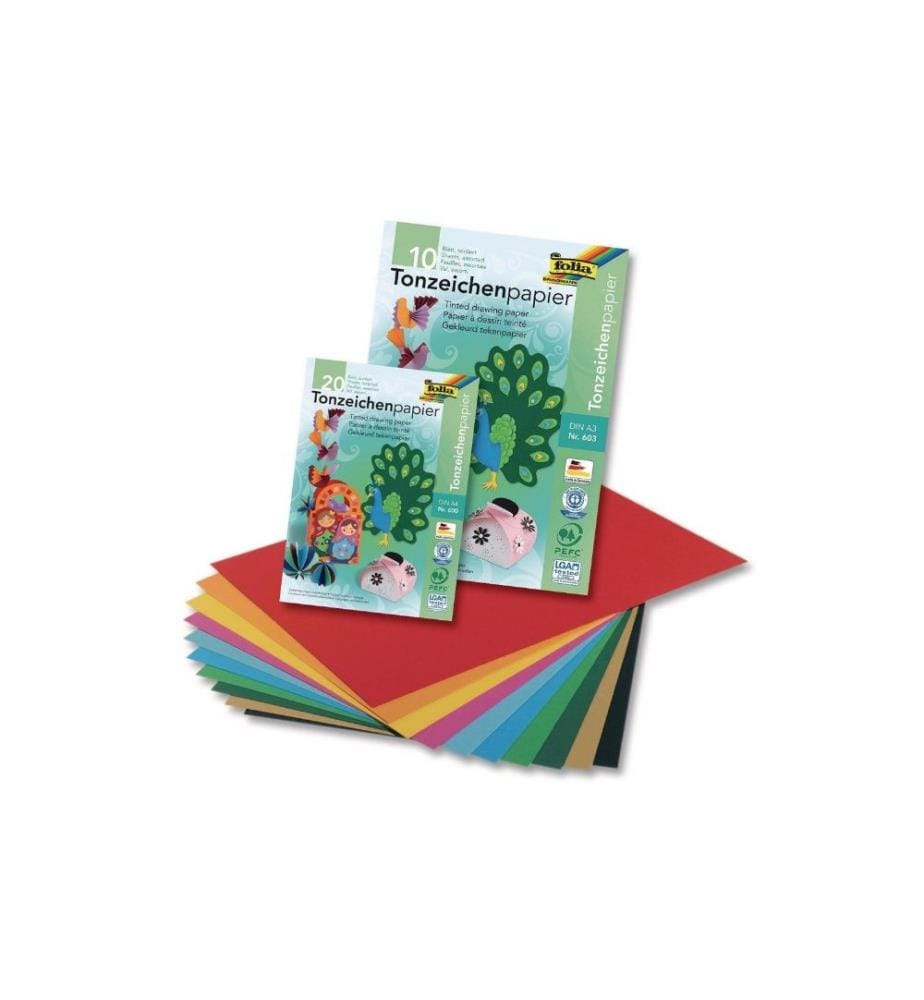 FOLIA - Tonzeichenpapier A3 Mehrfarbig