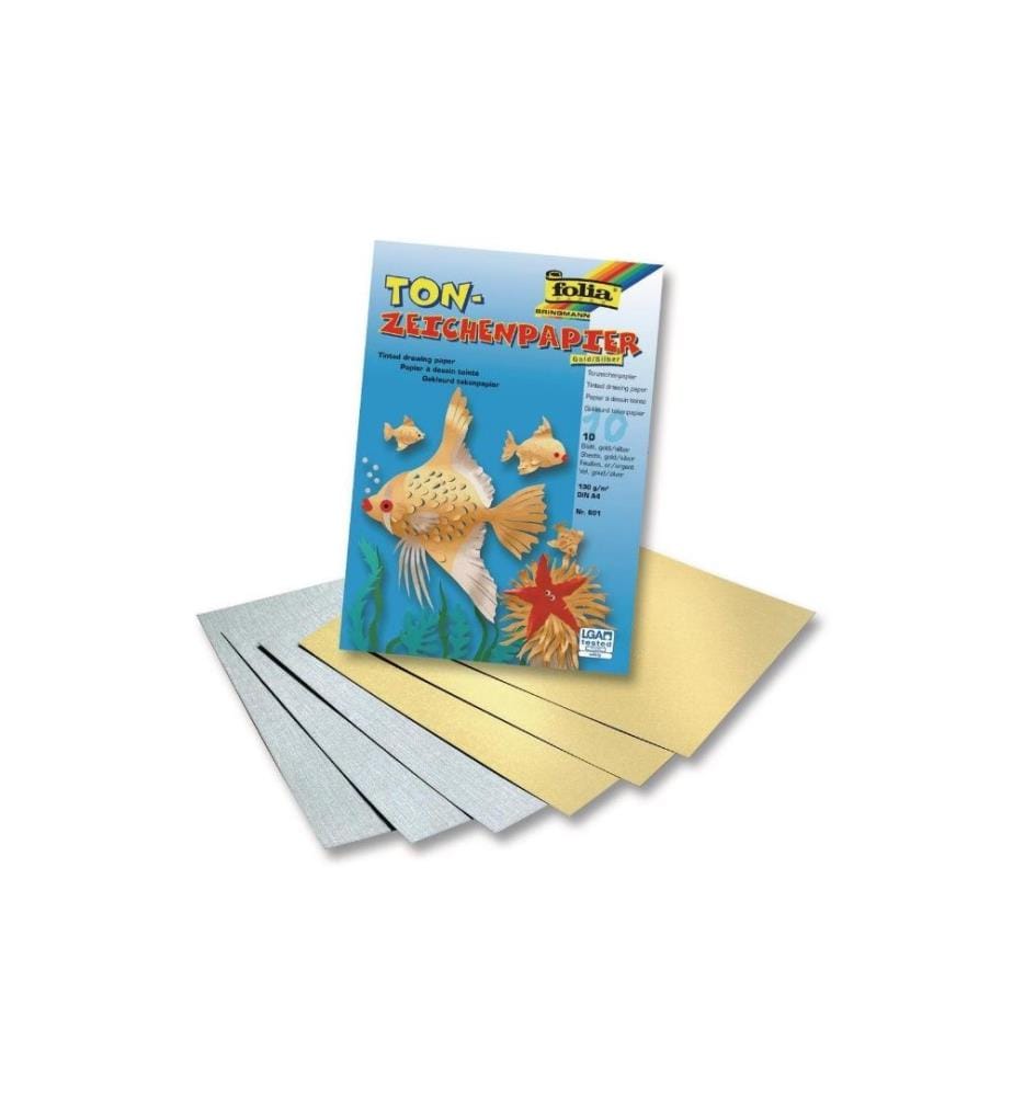 FOLIA - Tonzeichenpapier A4 Gold/Silber