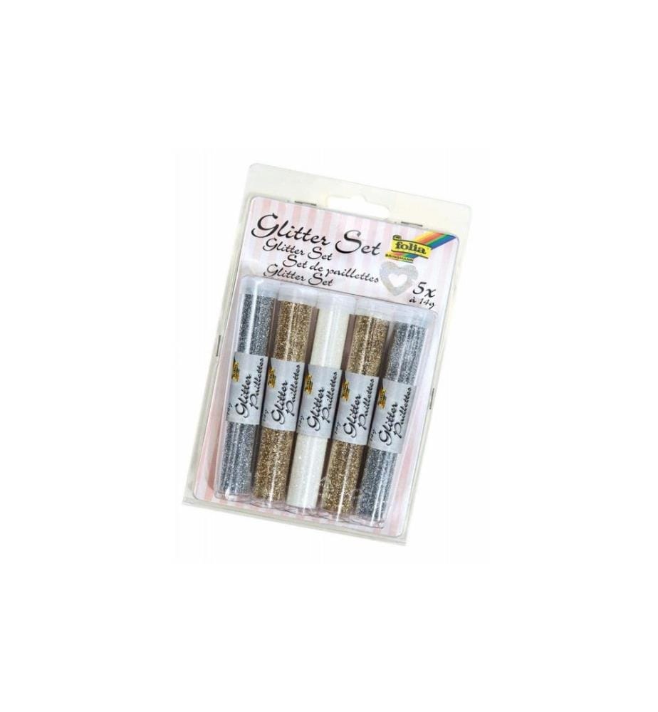 FOLIA - Glitzerset mit 5 Tuben