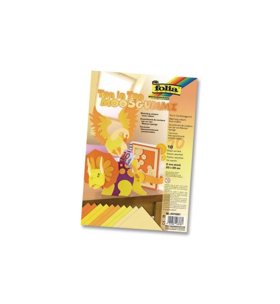 FOLIA - Moosgummi-Set Ton in Ton 10 Stück, Gelb