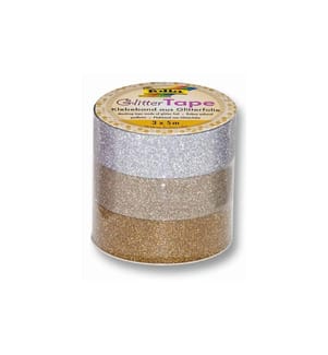 FOLIA - Glitzer Tape 3er-Set, Mehrfarbig