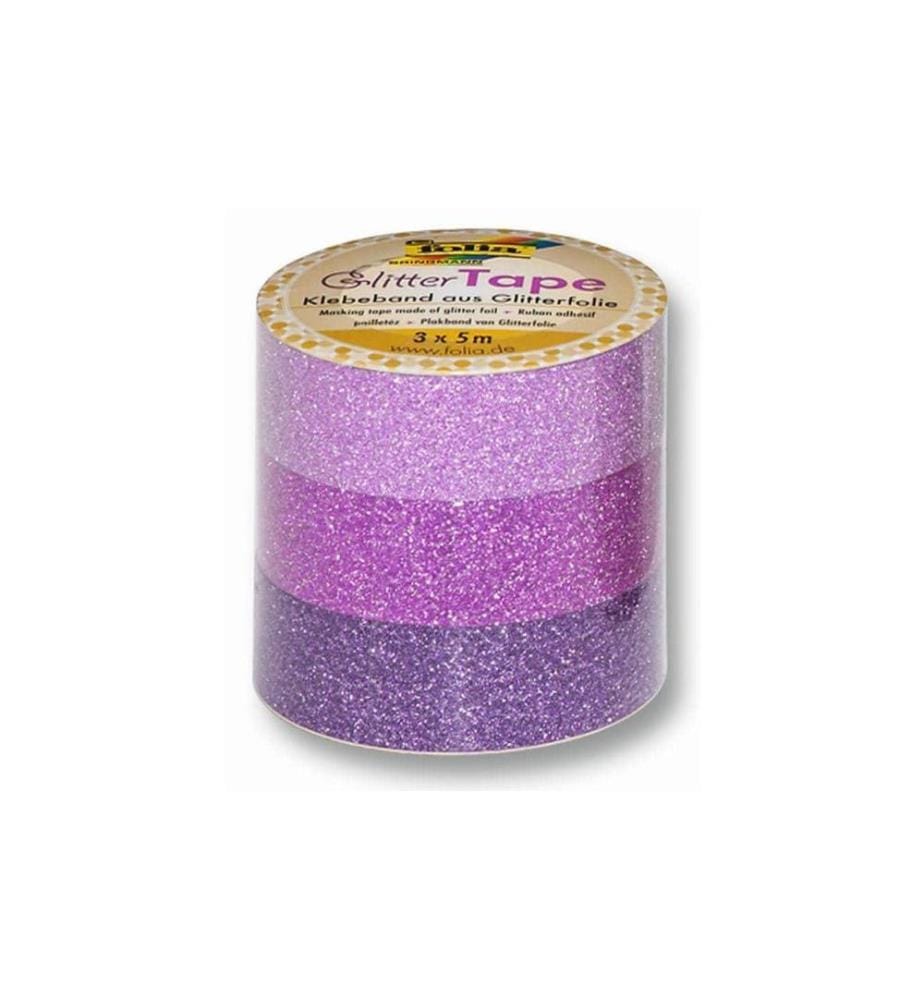 FOLIA - Glitzer Tape 3er-Set, Mehrfarbig