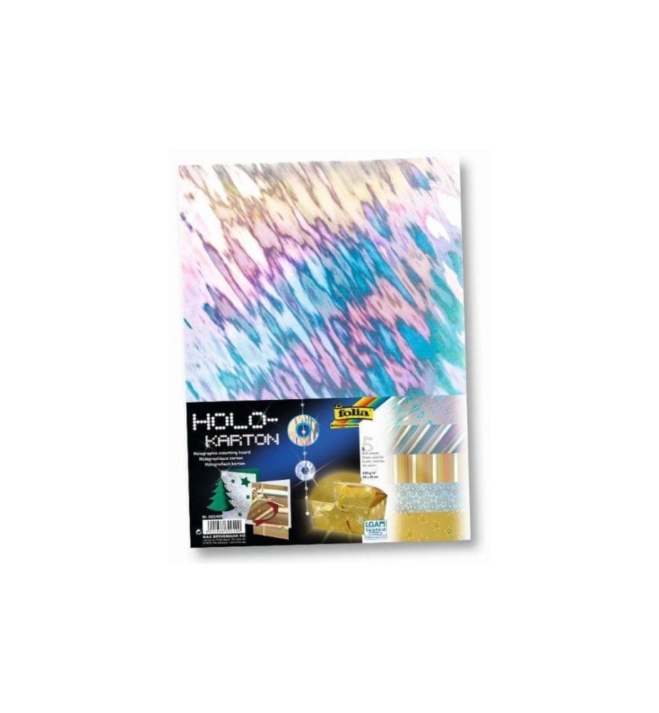 FOLIA - Bastelpapier Holographischer Karton sortiert Mehrfarbig