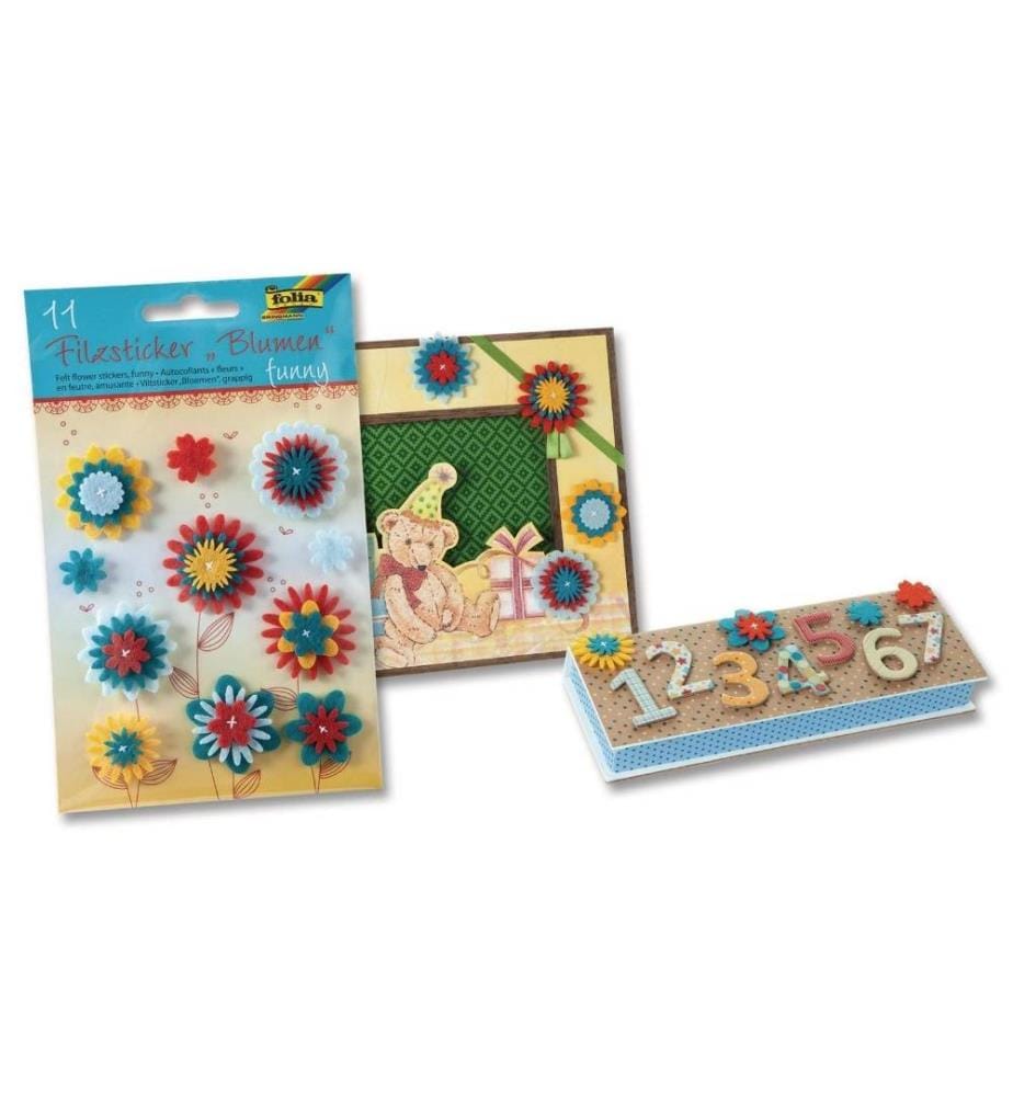FOLIA - Motivsticker Blumen Funny Blau/Gelb/Rot  11 Stück