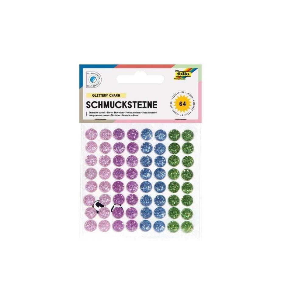FOLIA - Schmucksteine Glittery Charm selbstklebend 64 Stück