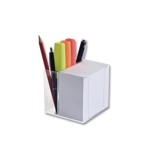 FOLIA - Notizzettel-Dispenser mit Stiftehalter Transparent