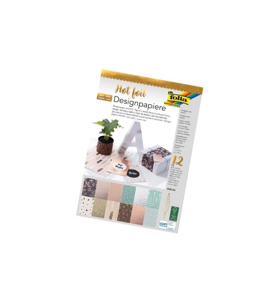 FOLIA - Designpapier Hot foil Gold/Silber/Mint/Weiss