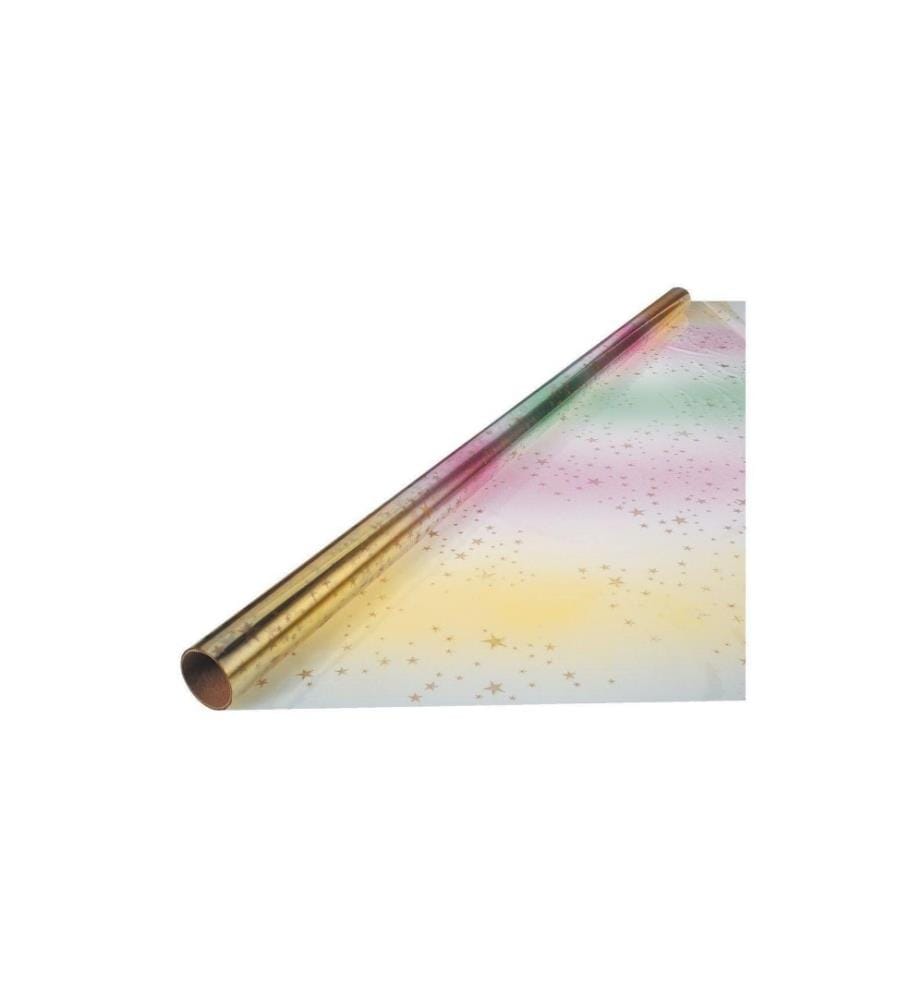 FOLIA - Geschenkfolie Regenbogen 75 cm x 3 m, Mehrfarbig
