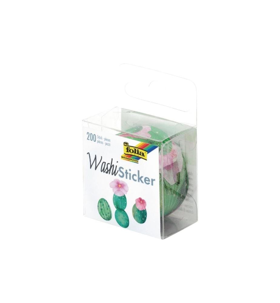 FOLIA - Sticker auf Rolle Washi Kakteen, 200 Sticker