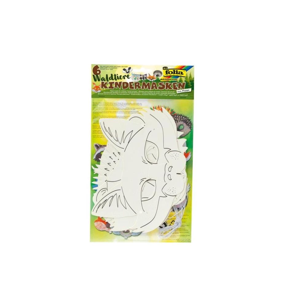 Folia Kindermasken WALDTIERE Waldtiere aus Karton weiss