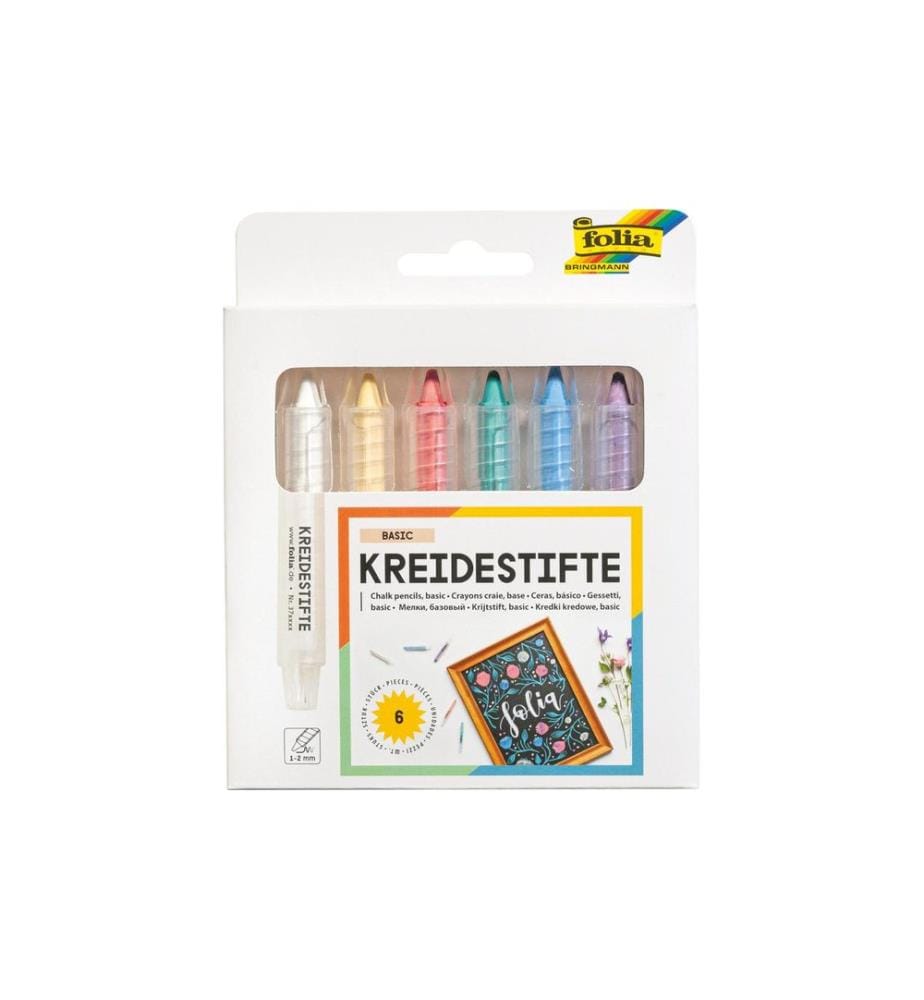 Folia Kreidestifte Set BASIC Kreidestifte mehrfarbig 2 mm 6er-Set