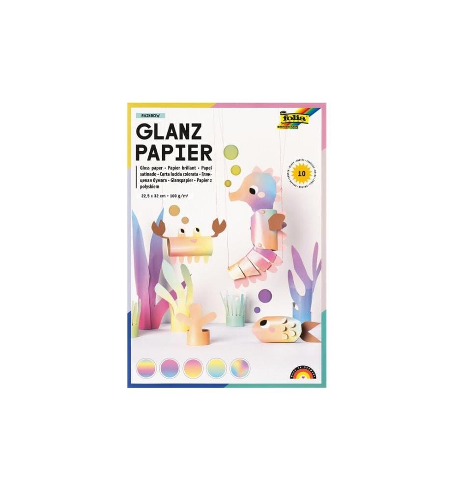 Folia Glanzpapier Rainbow 22.5 x 32 cm, 10 Bl., 100 g/m²