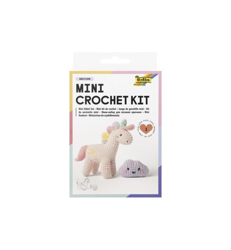 Folia Mini Crochet Set UNICORN Mini, Einhorn, 100% Baumwolle