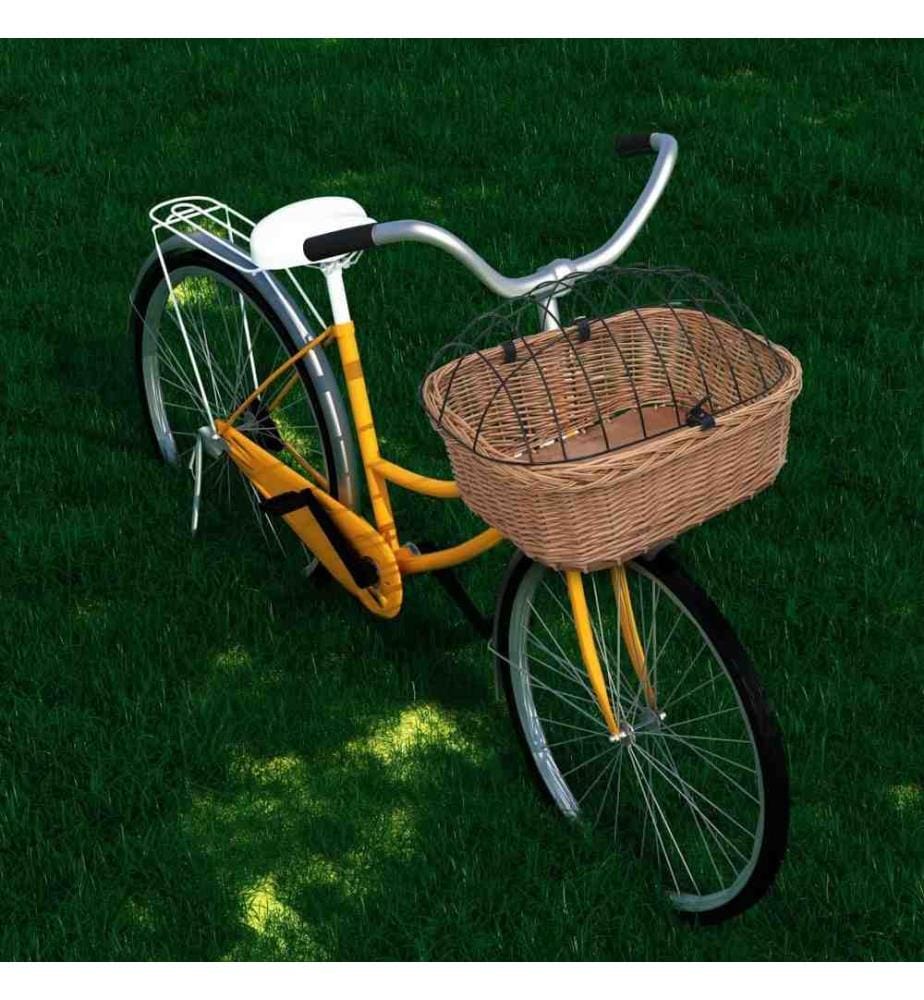 Fahrradkorb Vorne mit Deckel 50x45x35 cm Natur Weide