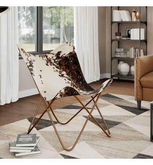 Chaise papillon marron et blanc cuir de vache