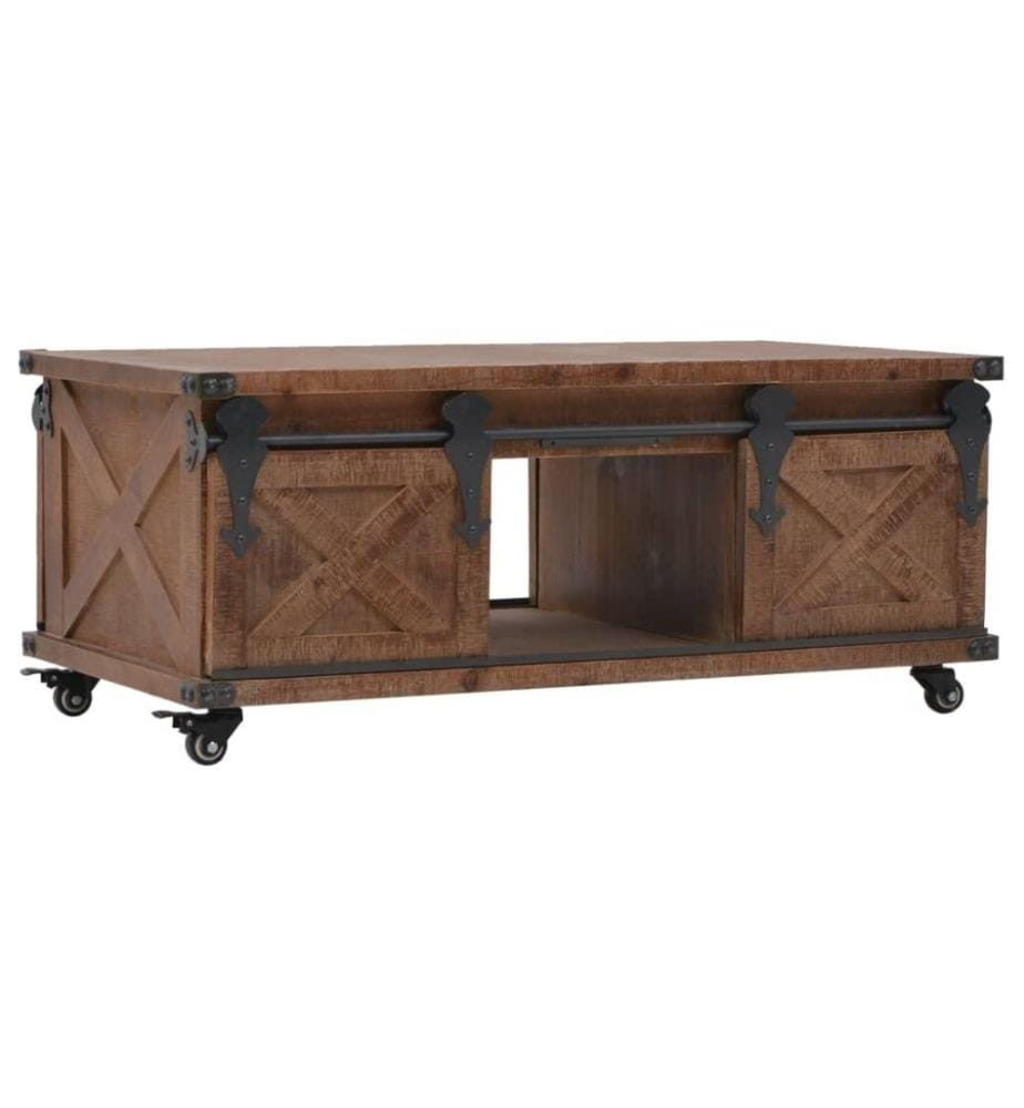 Table basse Bois de sapin massif 91 x 51 x 38 cm Marron