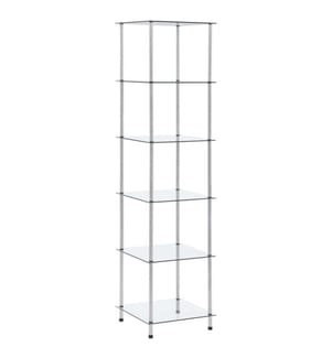 Regal mit 6 Ablagen Transparent 40x40x160 cm Hartglas