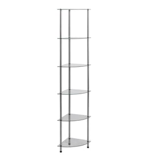 Regal mit 6 Ablagen Transparent 30x30x160 cm Hartglas