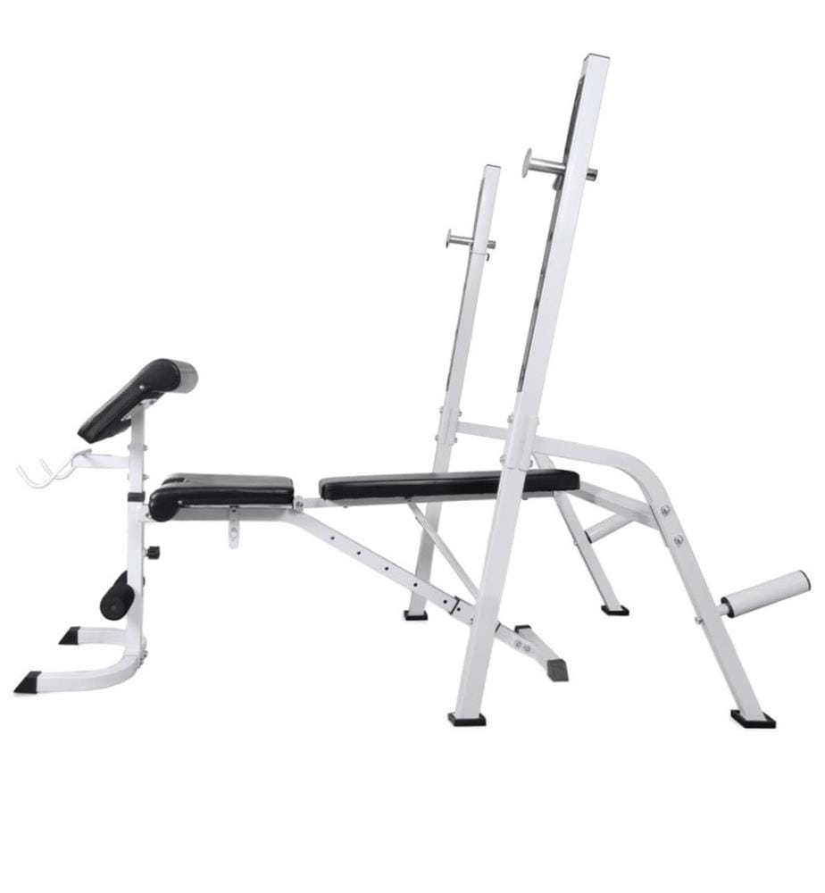 Hantelbank mit Ablage, Langhantel und Kurzhantel-Set 60,5 kg
