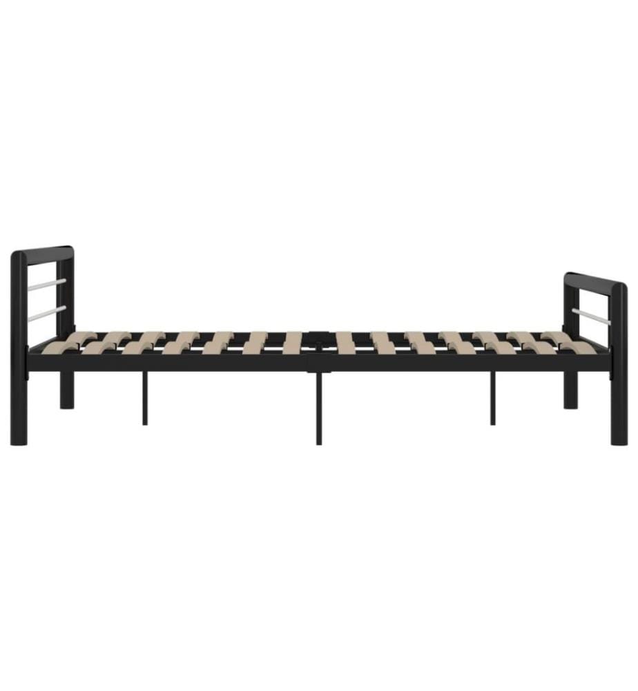 Bettgestell Schwarz und Weiss Metall 120x200 cm