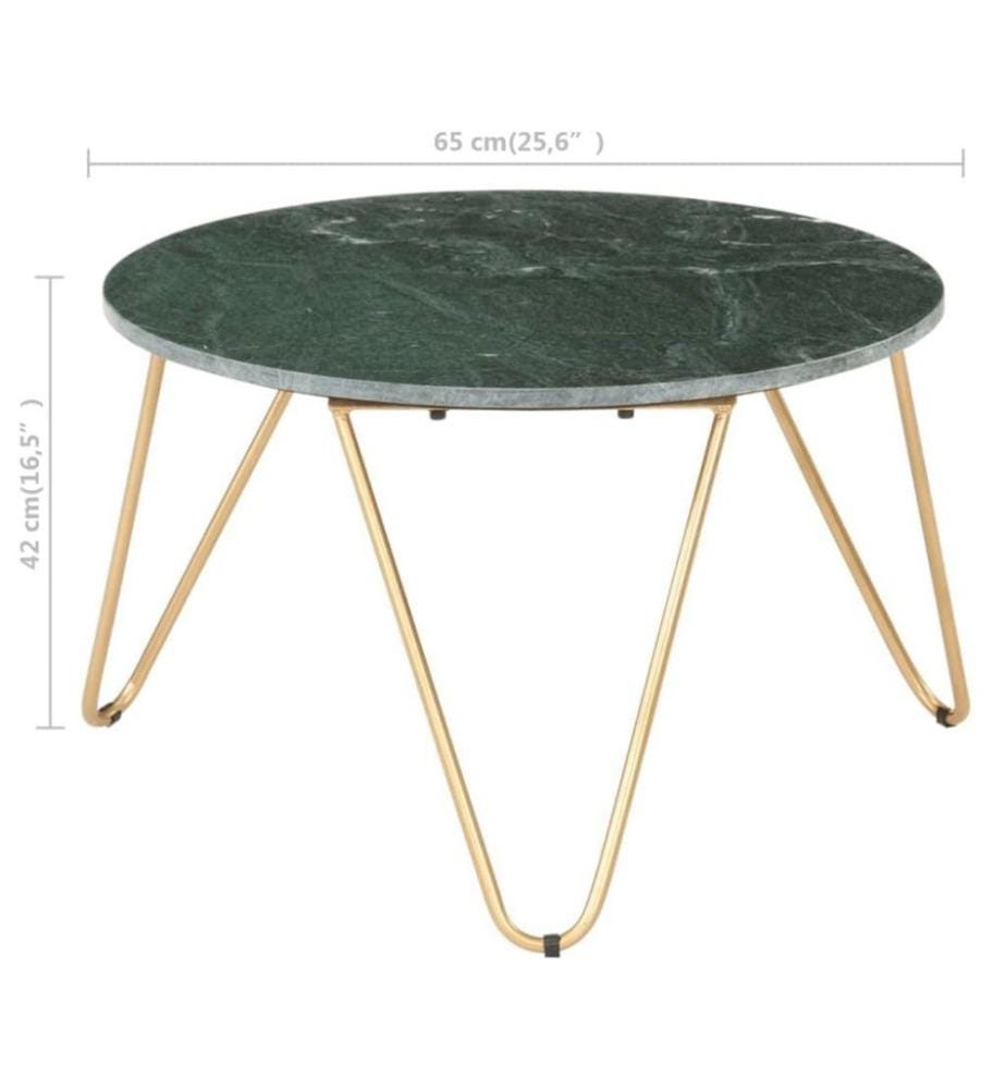 Table basse Vert 65x65x42 cm Pierre véritable et texture marbre