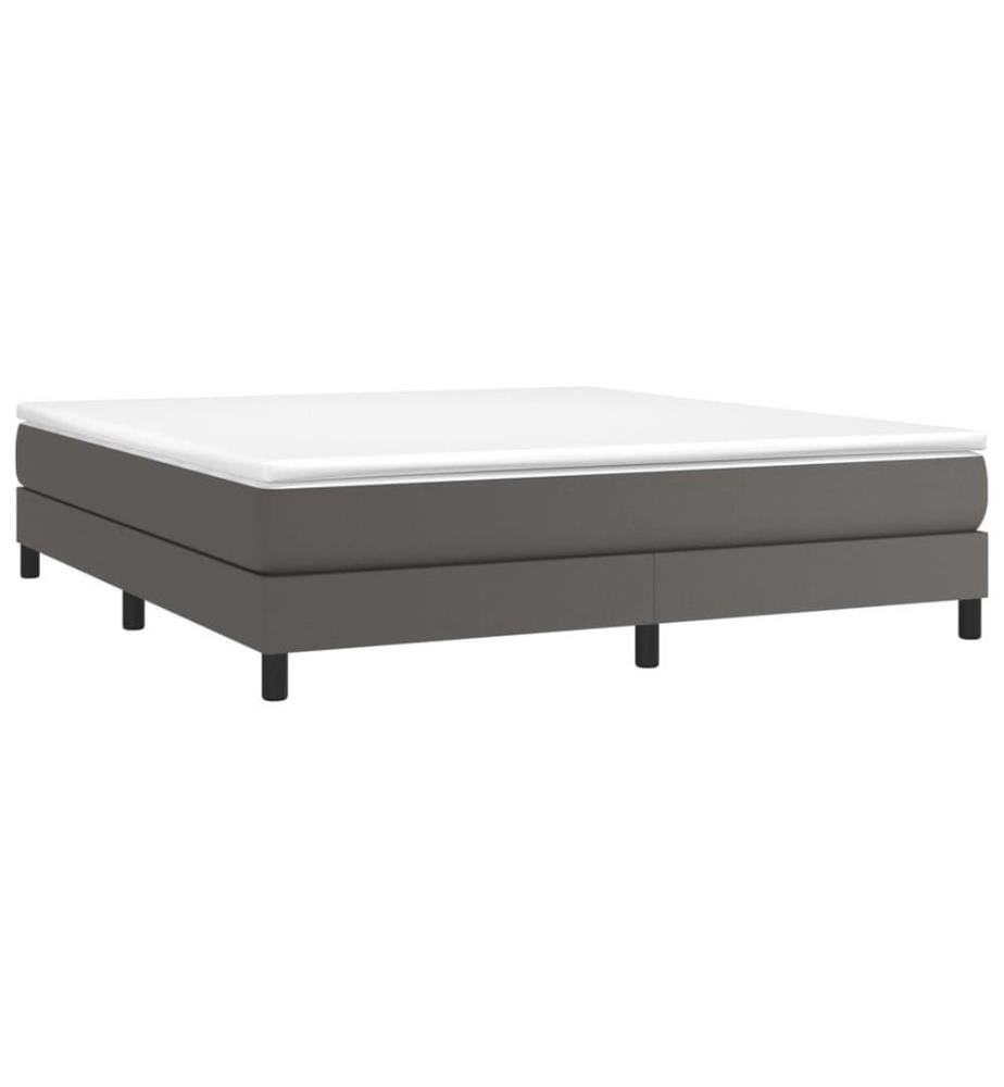 Boxspringbett Grau 160x200 cm Kunstleder