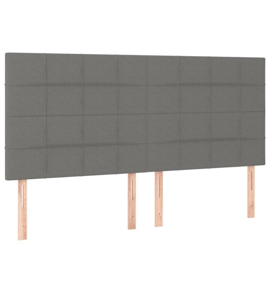 Lit à sommier tapissier avec matelas Gris foncé 200x200cm Tissu