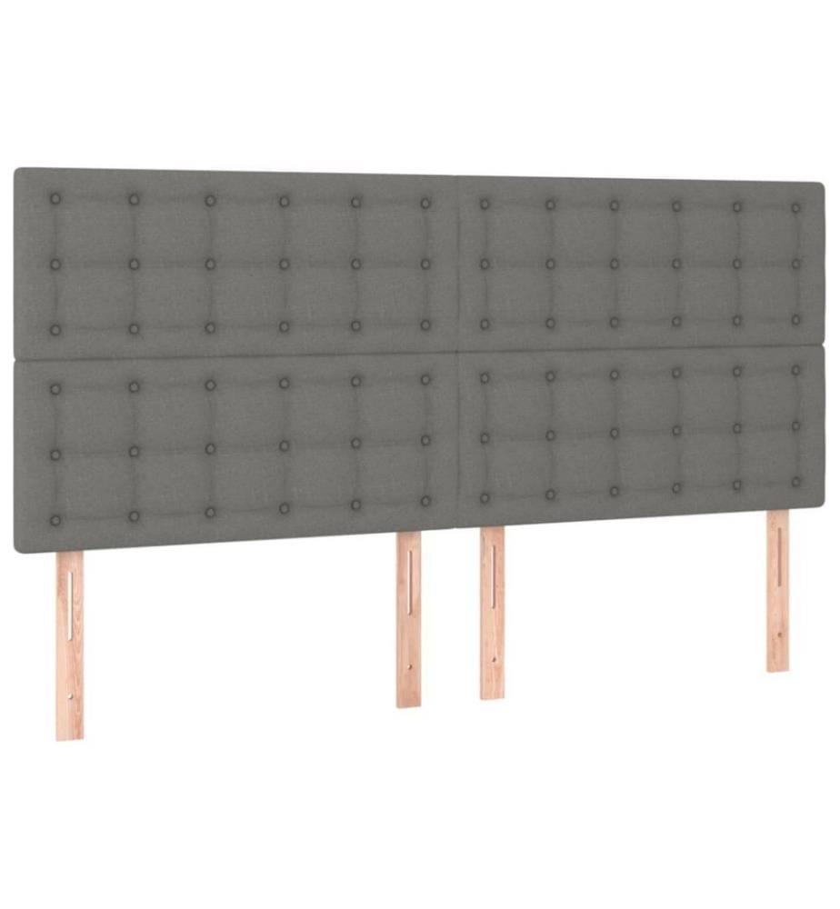 Lit à sommier tapissier avec matelas Gris foncé 160x200cm Tissu