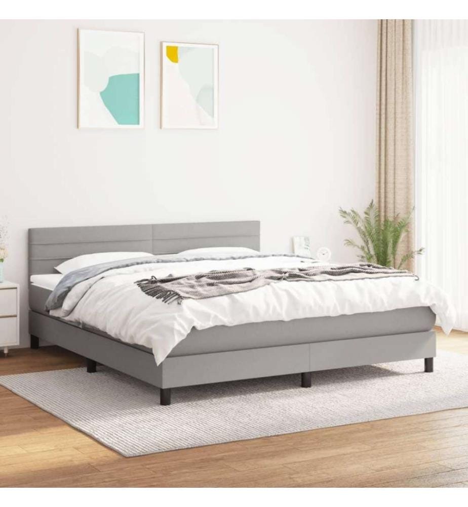 Boxspringbett mit Matratze Hellgrau 180x200 cm Stoff