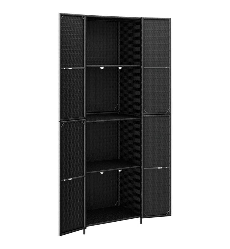 Gartenschrank Schwarz 59x40x180 cm Poly Rattan