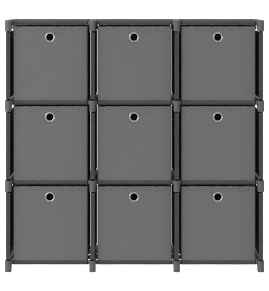 Würfel-Regal mit Boxen 9 Fächer Grau 103x30x107,5 cm Stoff