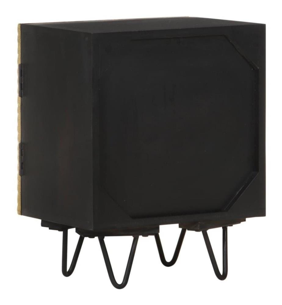 Nachttisch mit Messingfront 40x30x50 cm Massivholz Mango