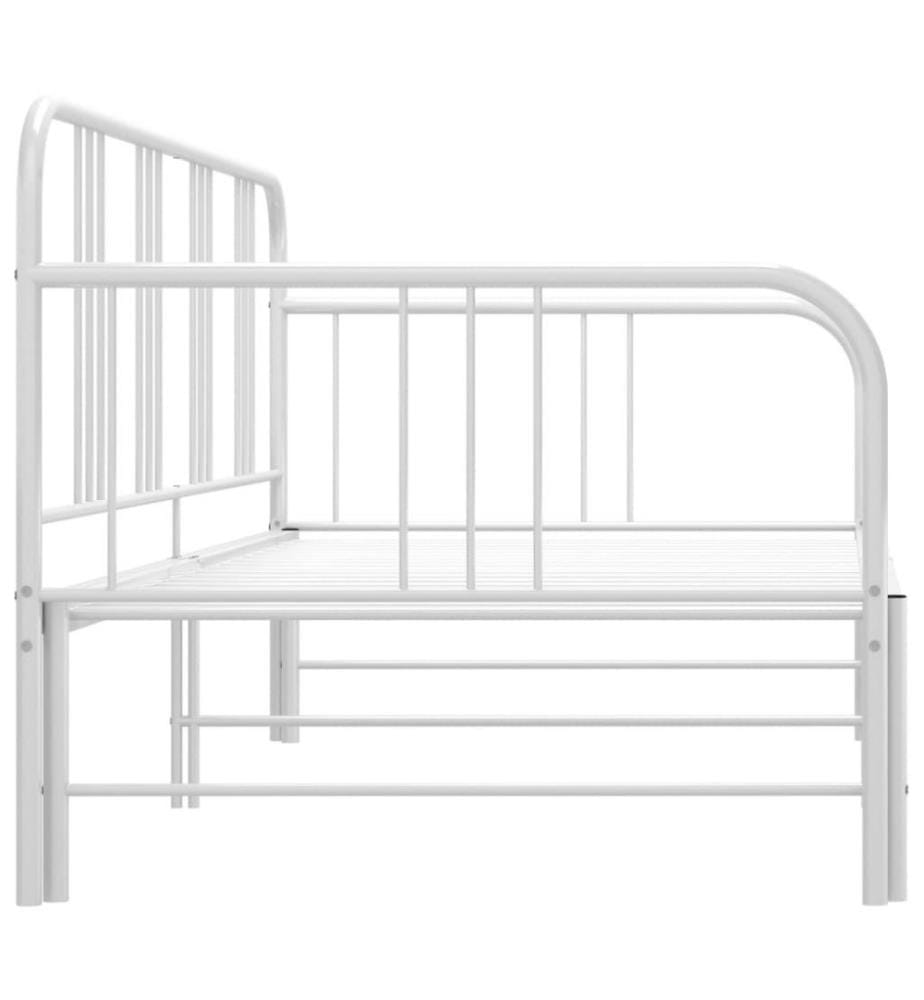 Cadre de canapé-lit extensible Blanc Métal 90x200 cm