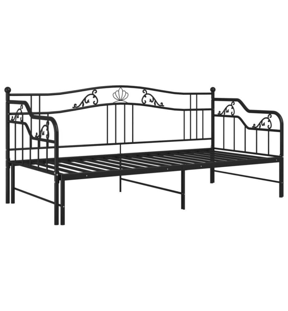 Ausziehsofa Bettgestell Schwarz Metall 90x200 cm