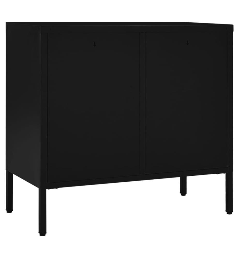 Sideboard Schwarz 75x35x70 cm Stahl und Hartglas