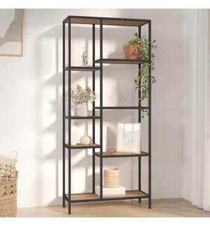 Bücherregal 80x30x180 cm Stahl und Holzwerkstoff