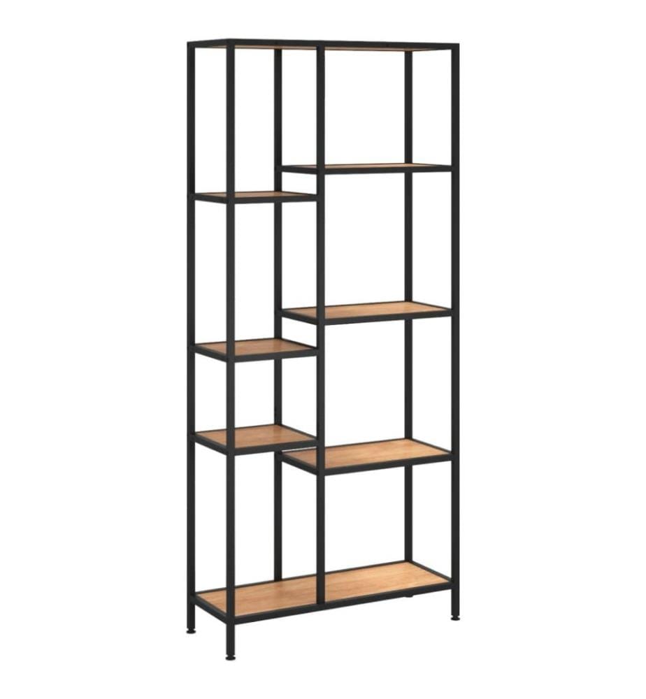 Bücherregal 80x30x180 cm Stahl und Holzwerkstoff