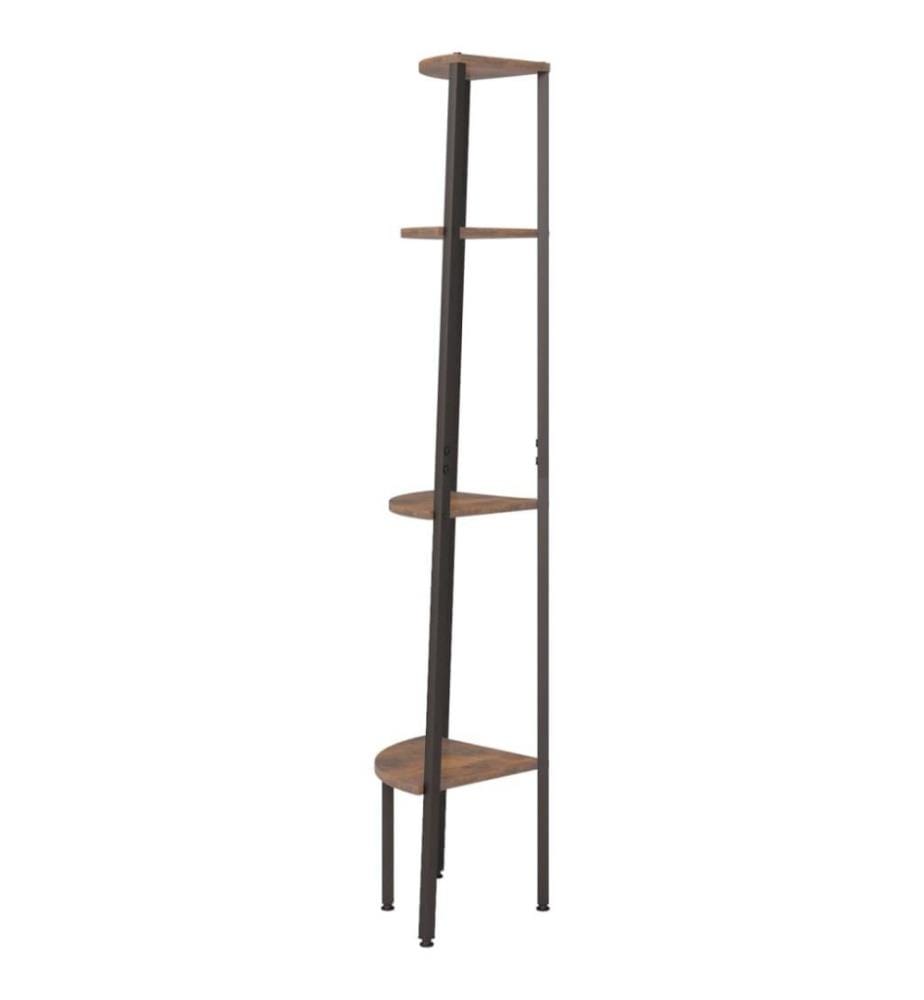 Eckregal mit 4 Ablagen Dunkelbraun und Schwarz 45,5x31,5x150 cm