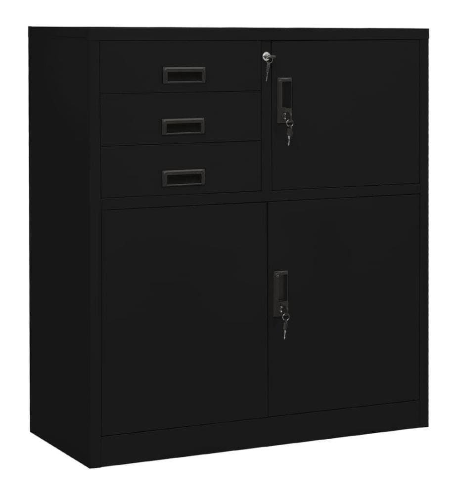 Büroschrank Schwarz 90x40x102 cm Stahl