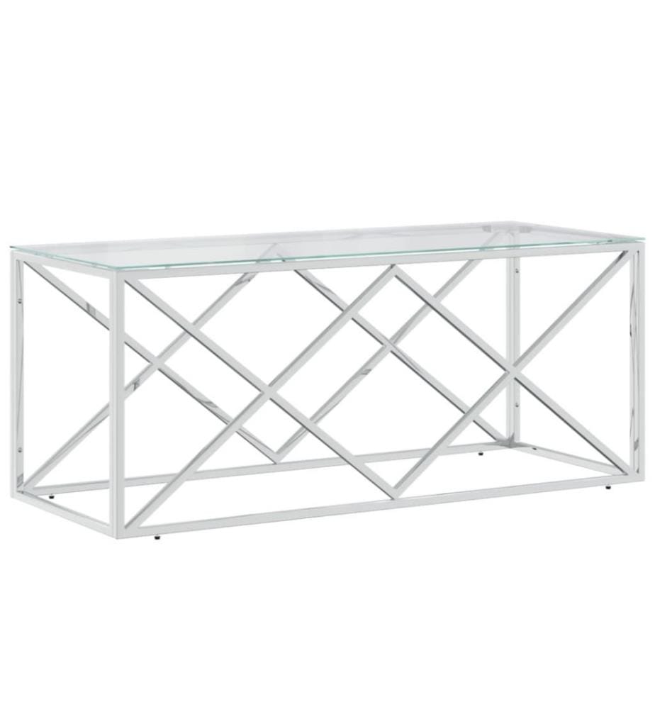 Table basse 110x45x45 cm acier inoxydable et verre